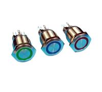 100PCS/LOT 25mm Red Green Blue 12v Ring Led Illuminated Momentary Metal Shell Stainless Steel Push Button Switch NWPNLXEA(Others)