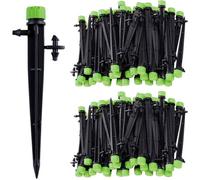 100pcs Micro-asperseur D'irrigation Goutte à Goutte, 360 Degrés 8 Trous d'eau Flux Irrigation Emetteurs pour Tube de 1/4(4-7mm)Vert