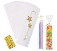 100Pcs Sachets Transparents Bonbons, 7 * 25cm Sac Carré Transparent, Sac de Bonbons en Plastique Biscuit Cadeau Mariage, Sac en Cellophane en Plastique, avec 100 pcs Cravates Torsadées