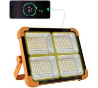 100W Projecteur LED Rechargeable 3000LM, Lumière de Travail Lanterne Portable avec Panneau Solaire, 3500mAh USB Lampe Rechargeable