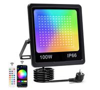 100W Projecteur LED RGB, Projecteur LED Couleur Extérieur Avec APP Bluetooth et 2.4G Télécommande, IP66 Étanche Spot de Couleur, pour Jardin,Fête,Halloween,Luminaires Extérieur