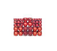 100x Boules de Noël Plastique Rouge Décorations Sapin Arbre Fête Maison