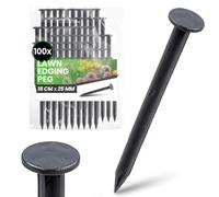 100x Instalguru Ancrage Sol 18 cm Pointe Sol Plastique Clou Fixation pour Bordure Pelouse Toile Jardin Anti Mauvaises Herbes Paillis Paysage Tentes Bâche Support Durable