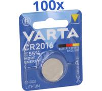 100x VARTA CR2016 Pile bouton au lithium 3V 100 pièces 1 blister