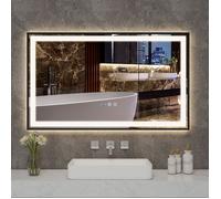 100x60cm Miroir de Salle de Bain LED, Anti-Buée, 3 Couleurs, Éclairage Réglable, Affichage Numérique, Miroir Lumineux