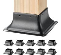 101,6 x 101,6 mm Base de poteau 10 pièces, support de poteau en acier robuste avec revêtement en poudre interne 91 x 91 mm adapté aux ancrages de poteaux en bois standard, base de poteau de terrasse p