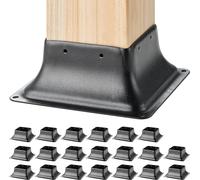 101,6 x 101,6 mm Base de poteau 20 pièces, support de poteau en acier robuste avec revêtement en poudre interne 91 x 91 mm adapté à un ancrage de poteau en bois standard, base de poteau de terrasse po