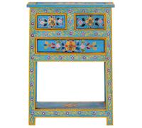 (10157)Commode - contemporain - Buffet rangement - turquoise 55x30x76 cm bois massif de manguier ,poid:13.09 kg