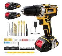 102 pcs Perceuse Visseuse Sans Fil 21V, Visseuse Devisseuse Sans Fil | 45Nm, avec Batterie 2.0Ah, Mandrin Sans Clé 3/8 », 2 Vitesses Tournevis Électrique pour la Bricolage, Travail du bois