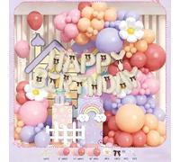 102 Pcs Rose Blanc Ballon Bande Décor (JT-HD07-Bow) | Tons roses et blancs, crée un romantisme, idéal pour les mariages et les douches, comprend une chaîne et des points