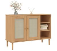 (10250)Commode - contemporain - Buffet rangement - SENJA aspect rotin marron 112x40x80cm bois massif de pin ,poid:21.7 kg