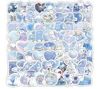 103 pièces Autocollants bleu glace, papillon de conte de fées, étoile et lapin, décoration esthétique pour journal, coque de téléphone, décorations bleues, fournitures de scrapbooking, fournitures sco