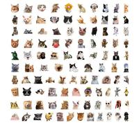 104 feuilles d'autocollants de chat amusants, décalcomanies de chaton de dessin animé mignon pour la décoration DIY de coque de téléphone, ordinateur portable, bouteille d'eau, fournitures scolaires P