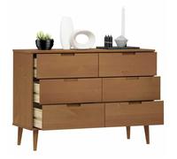 (10497)Moderne Commode MOLDE Marron 113x40x80 cm Bois de pin massif ,poid:28.8 kg