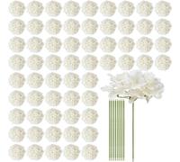 105 fleurs d'hortensia artificielles en soie, bouquet de 25 cm, blanc