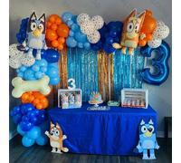 105 pièces Bluey Bingo ensemble de ballons en aluminium Blueys famille ballons filles garçons dessin animé ballons bébé douche cadeaux d'anniversaire décor de fête 150x90cm