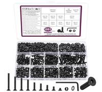 1051 Pcs Vis M3, Vis Boulons et écrous Set, Vis à Tête Fraisée à Tête Hexagonale et écrous avec Rondelles Kit, Boulons Vis à Tête Plate à Six Pans Creux, Noir, avec Clés Hexagonales
