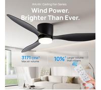 105cm plafond moderne à LEDs ventilateur avec lumière moteur à courant continu 6 vitesses ventilateurs bas plancher Loft, Black