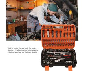 108 Pieces Mechanical Repair Tools Impact Socket Assortment Kit Ratchet and Hex Wrenches Screwdriver Bits