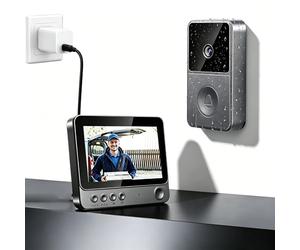 1080p Sonnette sans Fil avec Camera, IP65 Sonnette sans Fil Exterieur Eetanche avec Écran 4.3", Visiophone sans Fil avec Camera Caméra HD Interphone Vision Nocturne Infrarouge Audio Bidirectionnel