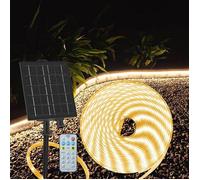 10M Bande LED Solaire, IP68 Étanche, Télécommande, Minuterie, Auto-adhésive, Découpable, Jardin, Cour Label