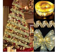 10m Guirlandes Lumineuses à Ruban, Lumière blanc chaud Guirlande Noël à LED, Nœud en Dentelle DIY, Décoration Intérieur pour sapin