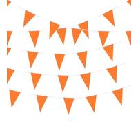 10M Orange Drapeaux Triangle Bunting de Partie Guirlande Fanion Tissu Pennant Banderole Coloré pour Fête Anniversaire Mariage Noel Cérémonies Jardin Intérieur Extérieur Décoration