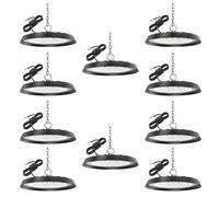 10Pcs 200W Eclairage LED Garage, 20000LM 6500K UFO Éclairage Plafonnier Lampe avec Chaine, Blanc Froid Projecteur LED Intérieur,216 LEDs IP65 Étanche Lumiere de Plafond pour Garage Entrepôt Gymnase