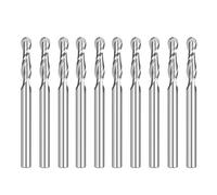 10PCS 3,175mm Fraise Shank Ball Nez End Mill Carbure 2 Flûte Spirale Routeur Bits CNC Bit de Gravure(NONE Coated,3.175x2.5x15)