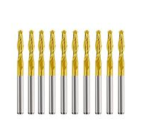 10PCS 3,175mm Fraise Shank Ball Nez End Mill Carbure 2 Flûte Spirale Routeur Bits CNC Bit de Gravure(TiN Coated,3.175x2.5x17)