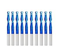 10PCS 3,175mm Fraise Shank Ball Nez End Mill Carbure 2 Flûte Spirale Routeur Bits CNC Bit de Gravure(Nano Blue Coated,3.175x2.5x12)