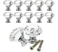 10Pcs 30mm Boutons Cristal Poignée De Porte Pour Tiroir Meuble Armoire Placard Verre Knob Transparent