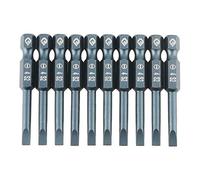 10Pcs 50mm Embouts de Tournevis Fendus Réglés, Tête Plate Magnétique Tige 1/4 Pouce Hexagonale, Acier Allié Acier H6.3 * 50 * SL4mm