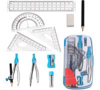 10PCS Anti-chute Compas Set, Compas Enfant avec Gomme Taille-crayon, Rapporteur et Compas Professionnel pour Étudiants Enfants