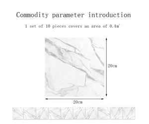 10PCS Autocollant pour carrelage mural, Stickers Carreaux Muraux, Convient pour la Cuisine, Salle de Bain（20x20cm）
