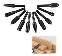 10Pcs Ensemble de Râpes Rotatives pour Fraises, Perceuse, Travail du Bois | Fraises Rotatives de Poignée Hexagonale, 6.35mm, Ensemble Forets à Lime, Fraise Métal pour Métal Polissage, Gravure, Noir