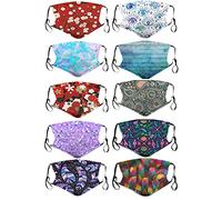 10PCS Femme Bandanas en Tissu Masque Réutilisable Motif Papillon Tie Dye Réglable Boucles d’oreilles Filtre Poche Fil de Nez