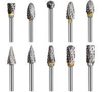 10Pcs Fraise Metal pour Fraiseuse 3mm Double Coupe de Tungstène Fraises Rotatives Fraise Meuleuse Droite