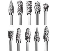 10Pcs Fraises Rotatives en Carbure de Tungstène Burres, Fraise Metal tête de meulage pour outils rotatifs Dremel, meuleuse et trav