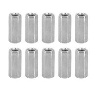 10PCS Hexagonal Sleeve Nut, Coupling Hex Nuts M8 Long Rod Nut Hex Standoff Threaded Fasteners Hexagonal Coupling for Continuous Threaded Rod (M8*30)
