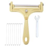 10pcs Kit de Coupe-Fromage en Acier Inoxydable, avec 8 Fils Supplémentaires et une Clé Épaisseur Réglable à la Main pour Fromage en Bloc Beurre Mozzarella et Cheddar (Doré Givré)