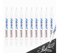 10PCS Marqueur Blanc indelebile, Paint Pen Rundspitze 2-3mm Stylo Peinture B-lanc Permanent A Forte Opacite Pour Marquage Durable Feutre B-lanc Indelebile Pour Metal Bois Plastique Pierre Et Usage