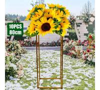 10Pcs Or Décorations florales de mariage Présentoir de fleurs en métal Présentoir de fleurs de mariage Vase en métal Présentoir à colonne Convient pour guide de mariage Zone d'accueil Décoration flora