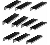 10pcs Poignée Noir Poignée de Meuble Noir-Poignée Invisible Poignee de Meuble Cuisine Noir Poignée Meuble d'Aluminium Entraxe 96mm
