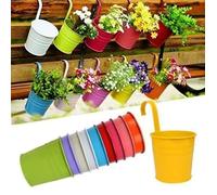 10pcs Pots de Fleurs Suspendu Colorés en Métal Accroche Amovible Pot de fleur Extérieur Plante Décoration Jardin Maison Balcon Cadea