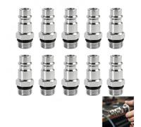 10PCS Raccord Rapide Mâle 1/4" Euro Conique, Raccord Rapide Air Comprimé 1/4 NPT Mâle, Embout Pneumatique Mâle avec Sortie 13 mm, Coupleur pour Compresseur et Tuyau d'Air, Connecteur Résistant