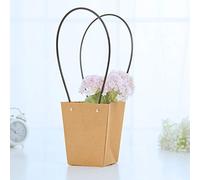 10pcs Sacs en Papier Kraft Brun Epais avec Poignée Sacs-cadeaux de Fête Boîte de Bouquet de Fleurs Imperméable Sac d'Emballage Cadeau Fleur Fraîche Plante pour Fête des Mères Mariage Saint Valentin