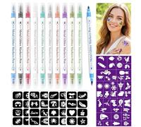 10pcs Stylo Tatouage Temporaire, 72 Pochoir Tatouage,Marqueur Peau tatouage ephemere Pour La Peau Pour Garçons, Filles, Étudiants, Carnaval, Halloween, Fête D'anniversaire