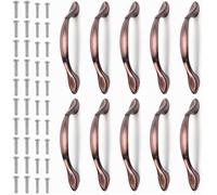 10pcs Vintage Poignées de Porte de Meubles, Poignées d’Armoire Vintage en Forme d’Arc Poignée Tirer Meubles (96 mm, bronze rouge)