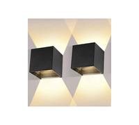 10W Lot de 2 appliques murales intérieures/extérieures avec angle de faisceau réglable blanc chaud LED appliques étanches IP65 applique murale noire